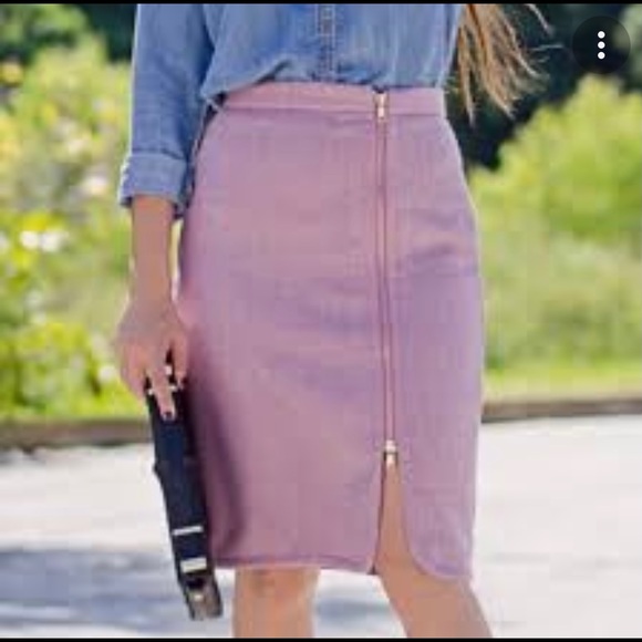 J. Crew 100% Wool Asymmetrical Skirt Full Zip Pencil Skirt SZ 2 Lavender